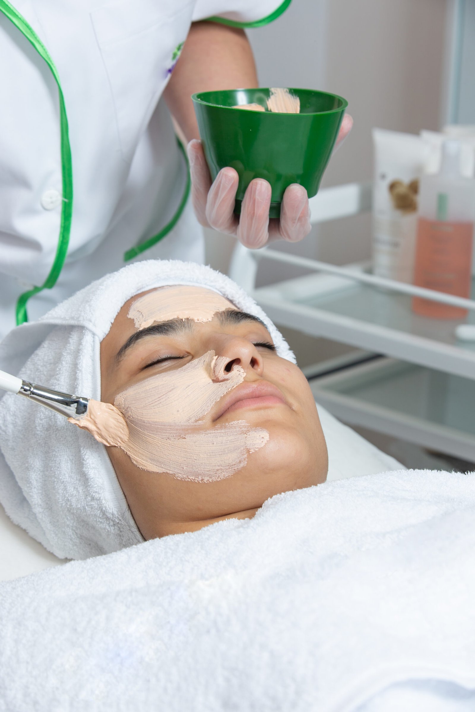 smear cream on woman face
